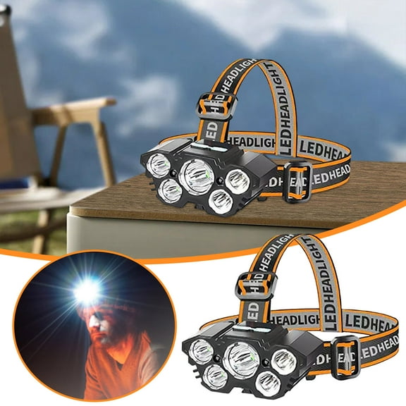 NQyIOS Rechargeable LED Headlamp 4 Modes Lightweight Adjustable Head Flashlight Running Cycling Hard Hat Outdoor Camping Caving Black