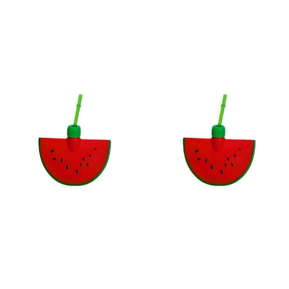 NQyIOS Watermelon Cup with Straw, Fruit Cups with Lid for Party, Summer Cups for Kids Bulk, Watermelon Birthday Decorations, Reusable Bottles with Lids and Straws, B 2 Pcs