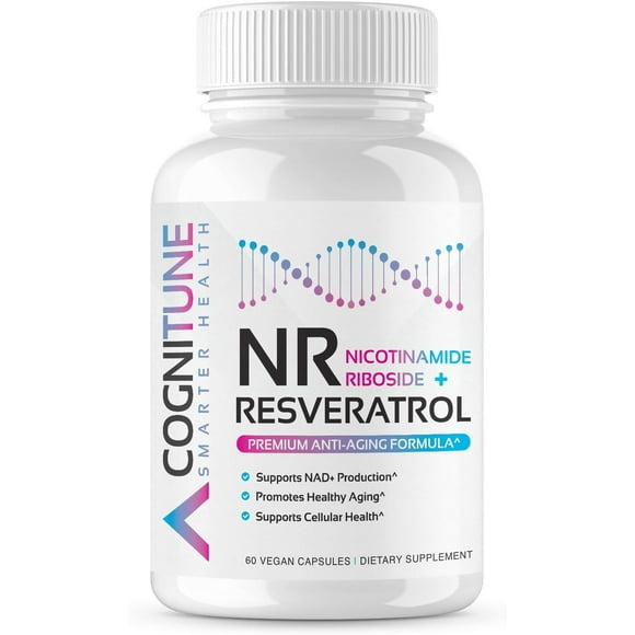 NR + Resveratrol Supplement - 5-in-1 Anti Aging Formula w/ Nicotinamide Riboside, Trans Resveratrol, Vitamin C, Grape Seed, Pine Bark