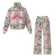 Traksuit Pattern NRBEAWD Camo Pink Bow Pattern Wide Leg Women Two Piece Tracksuit ...