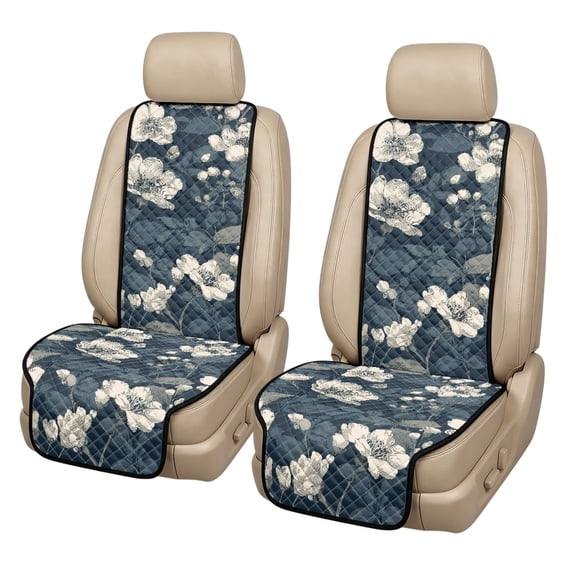 NRBEAWD Car Seat Covers Dark Blue Floral Print 2 Piece Car Front Seat ...