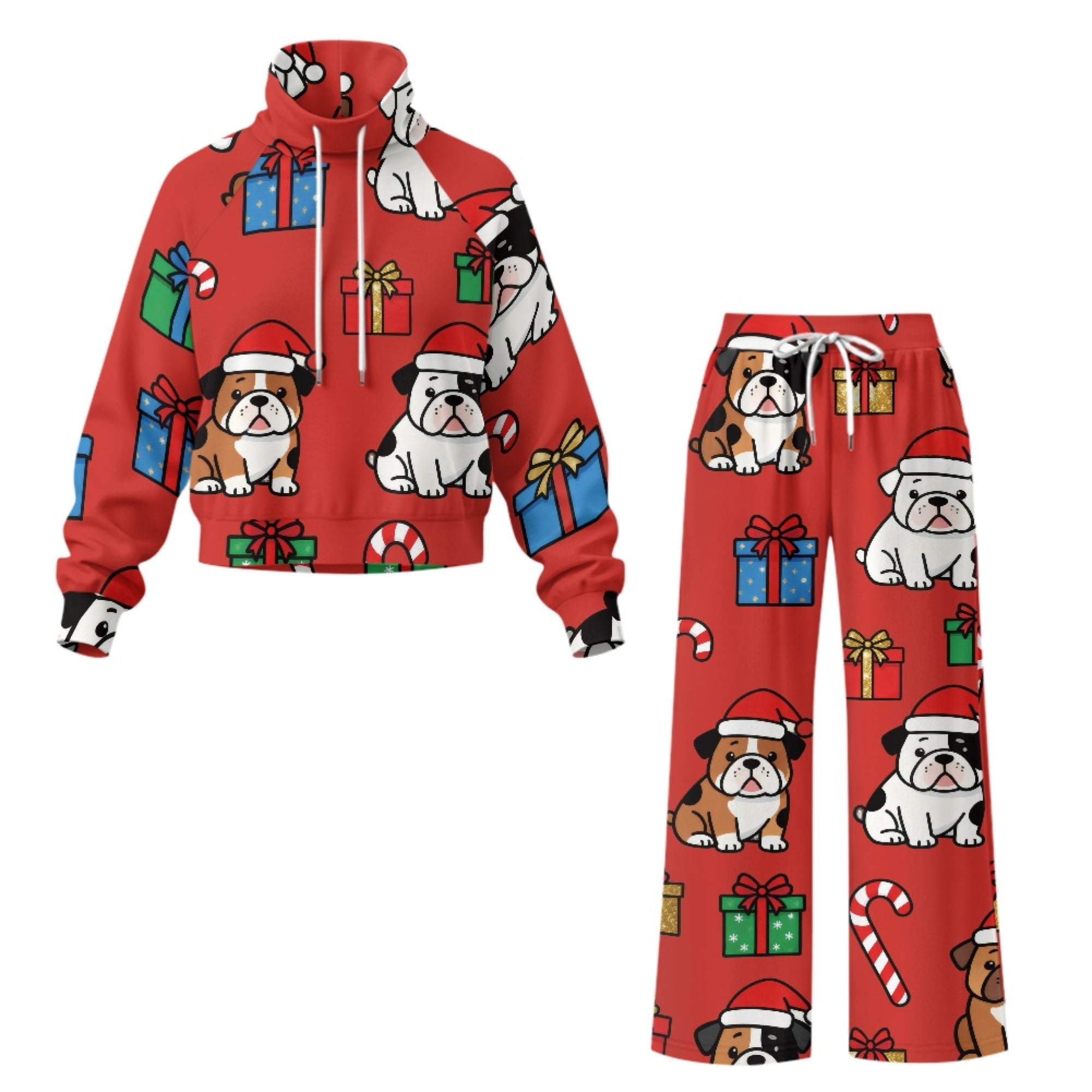 Traksuit Pattern NRBEAWD Christmas Bulldog Pattern Women Two Piece Tracksuit Non-Deform ...