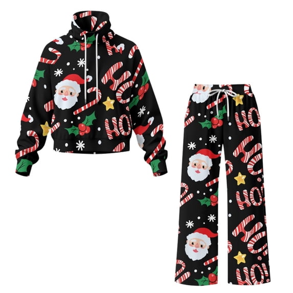 Traksuit Pattern NRBEAWD Christmas Santa Hoho Pattern Spandex Blend Women Two Piece ...