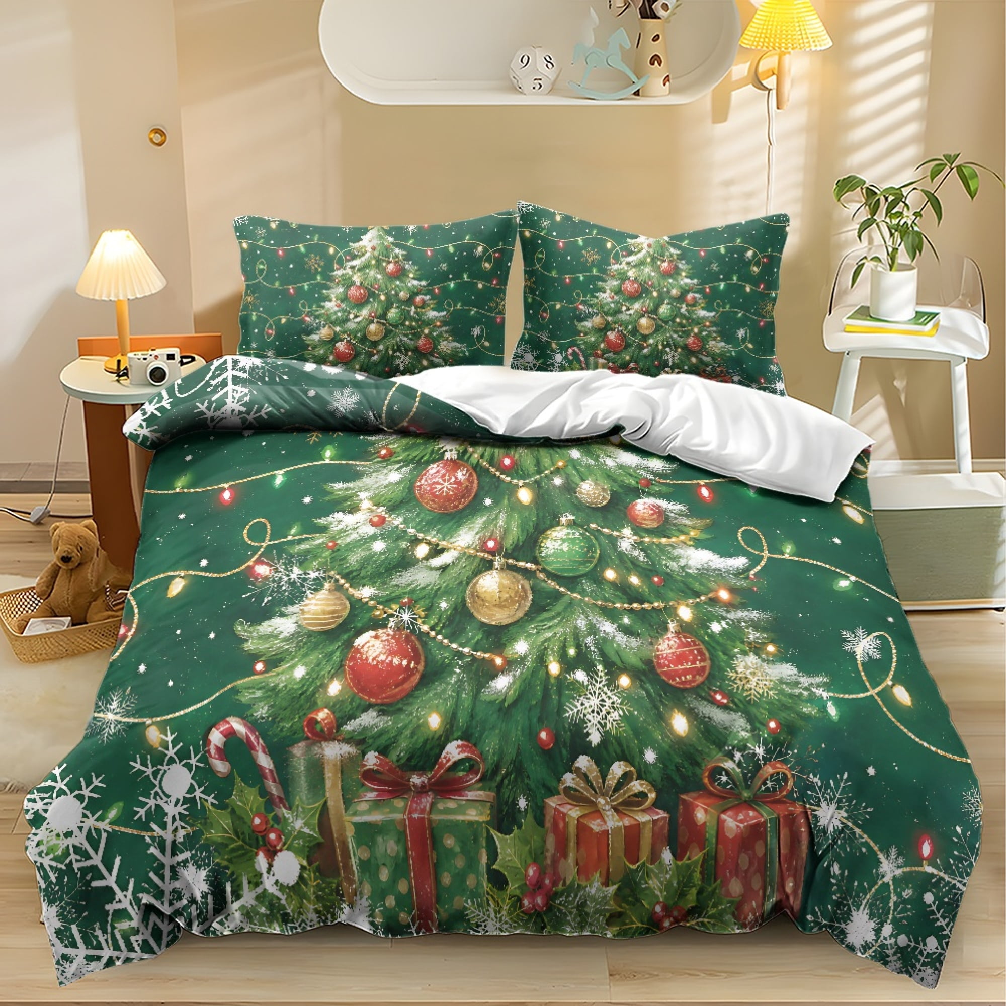NRBEAWD Christmas Tree Pattern 3-Piece Easy Care Duvet Cover Set ...