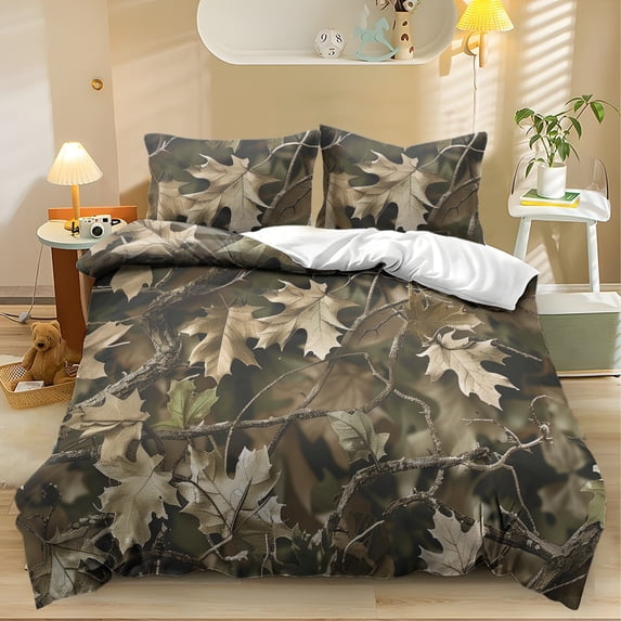 NRBEAWD Dead Maple Leaf Pattern 3 Piece Duvet Cover Set, All-Season ...