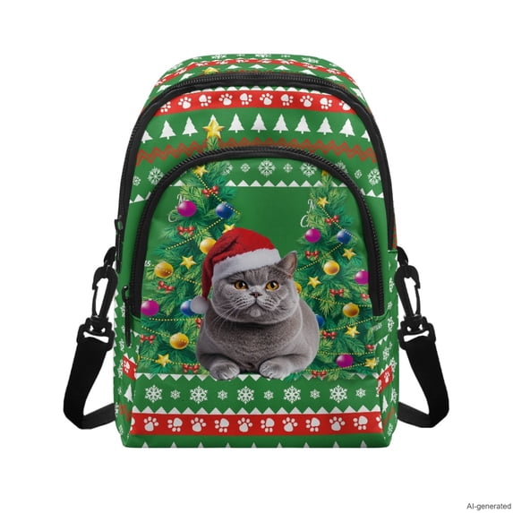 NRBEAWD Green Christmas Cat Print Sling Bag, Large Capacity Cross Body ...