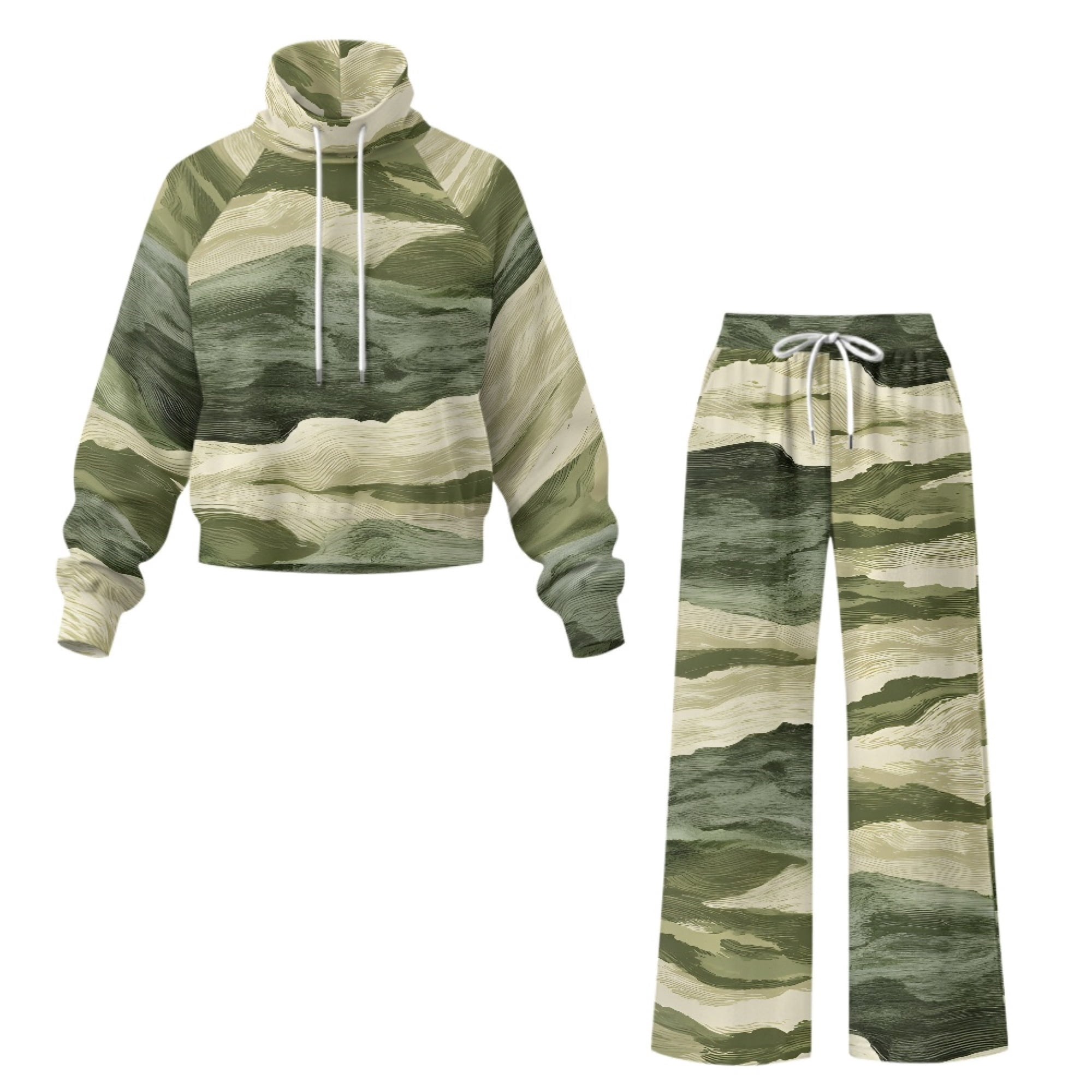 Green Rooftop Design NRBEAWD Green Mountain Pattern Skin Friendly Women's 2 Piece Lounge Set ...