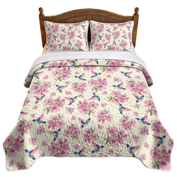 NRBEAWD Hummingbird Floral Pattern 3-Piece All Season Bed Sets ...