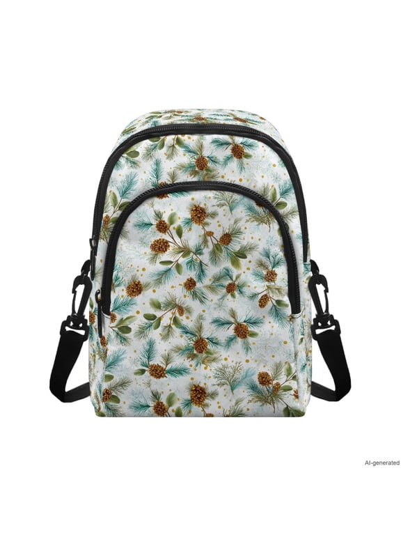 Pinecone Winter Print Sling Bag for Women, Lightweight Crossbody Purse with Adjustable Strap, Multi-Pocket Casual Daypack for Travel Shopping, Ideal Gifts for Laddies