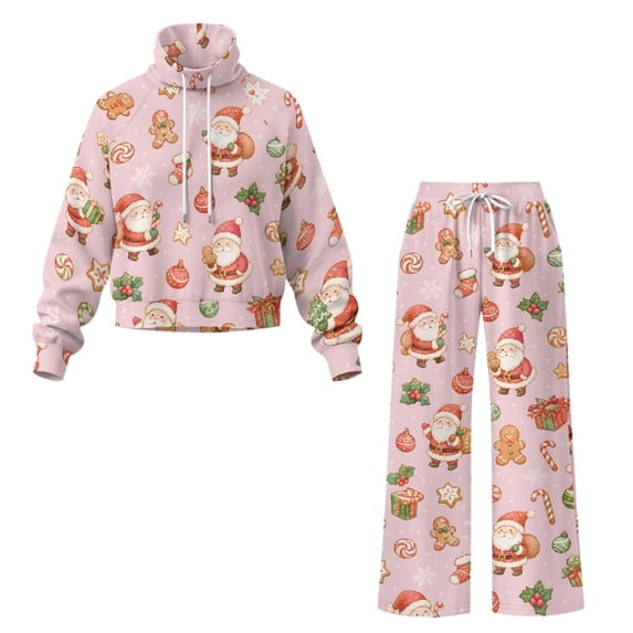 NRBEAWD Pink Christmas Candy Pattern Tracksuit 2 Piece Outfits, Stretch ...