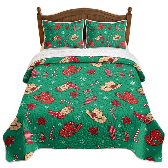 Yule Pattern NRBEAWD Soft Quilted Coverlet for Bedroom College Dorm, 3pcs Polyester ...