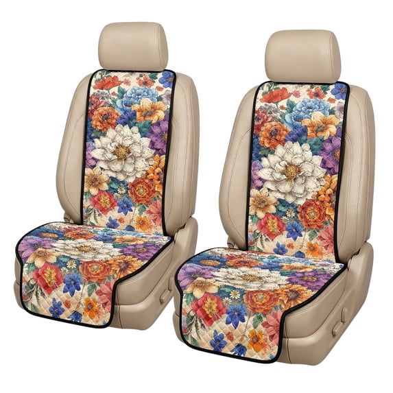 NRBEAWD Vintage Floral Print Car Front Seat Protector Set of 2 Quilted ...