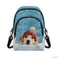 Small Winter Card NRBEAWD Winter Dog Print Sling Bag for Women, Adjustable Strap Small ...