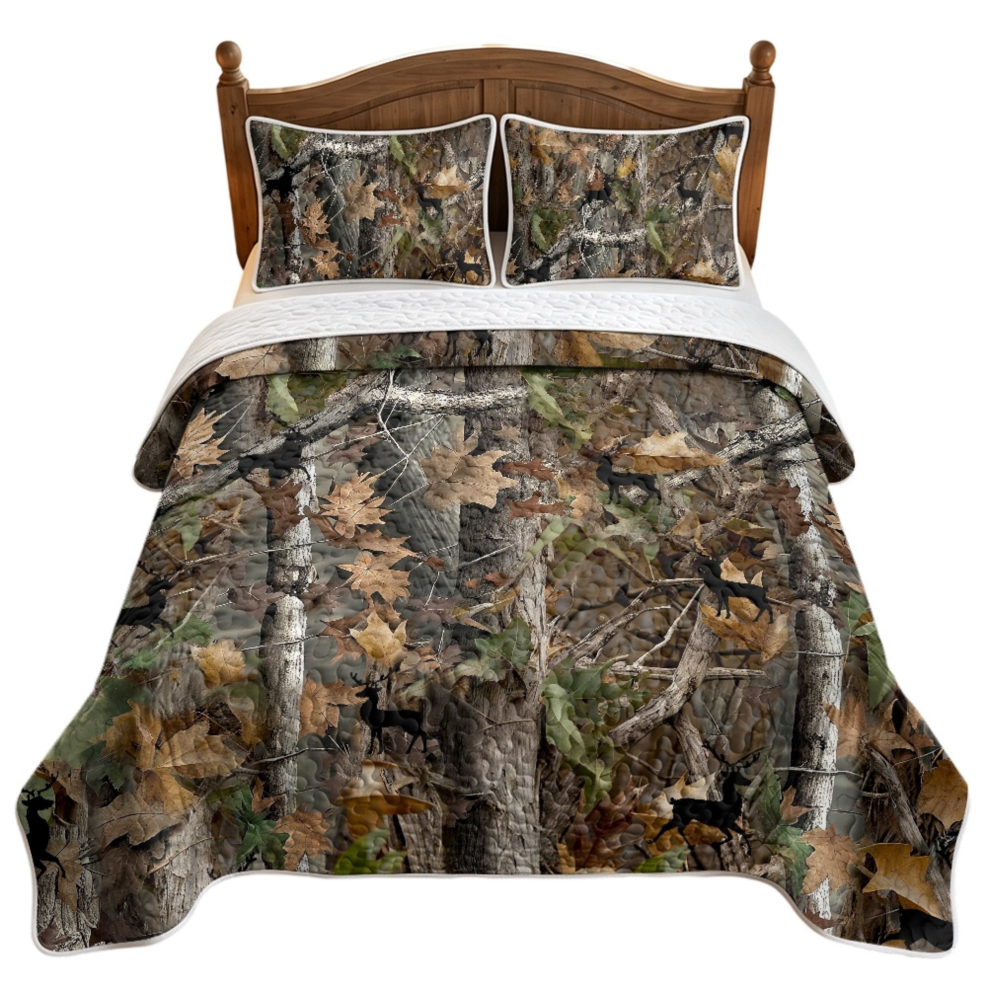 NRBEAWD Woodland Camouflage Pattern 3 Piece All Season Coverlet Set ...