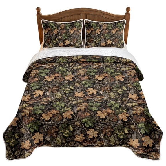 NRBEAWD Woodland Camouflage with Maple Leaf Pattern Easy Care Comforter ...