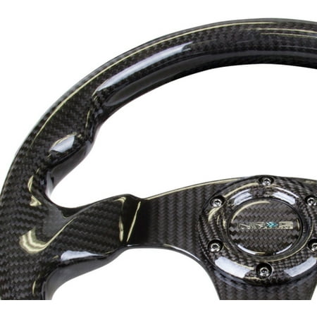 NRG Carbon Fiber Steering Wheel (320mm) Flat Bottom w/Shiny Black Carbon - ST-009CF/BK