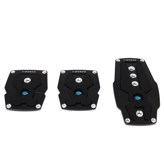 NRG Innovations NRG-PDL-200BK Car Pickup Truck Aluminum Manual Transmission Foot Pedal Cover Plates with Rubber Trim Inserts