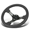 thumbnail image 1 of NRG Innovations NRG-RST-018R NRG Innovations Reinforced RST-018R 350mm Black Aluminum 3"Deep Dish 3- Spoke Leather Grip Racing Steering Wheel, 1 of 4