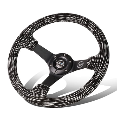 NRG Innovations NRG-RST-036MB-SA-H NRG Innovations Reinforced RST-036MB-SA-H 13.8" 350mm 3" Deep Dish Fiber Handle Black Spokes Steering Wheel