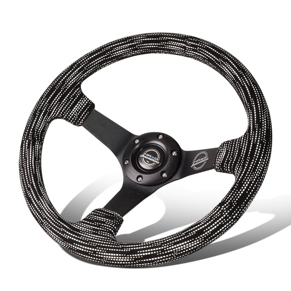 NRG Innovations NRG-RST-036MB-SA-H NRG Innovations Reinforced RST-036MB-SA-H 13.8" 350mm 3" Deep Dish Fiber Handle Black Spokes Steering Wheel