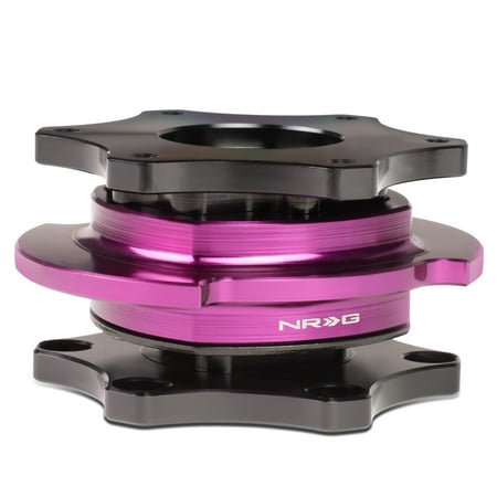 NRG Innovations NRG-SRK-R200BK-PP NRG Innovations SRK-R200BK-PP Billet Aluminum SFI 42.1 Spec D Shaped Steering Wheel Quick Release Adapter Black Body/Purple Ring
