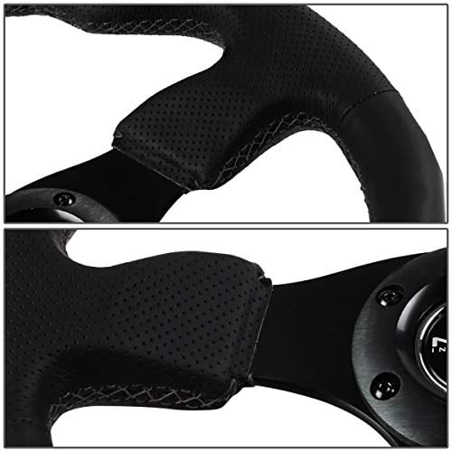 NRG Innovations RST-012R 320mm Race Style Leather Steering Wheel with Black stitch