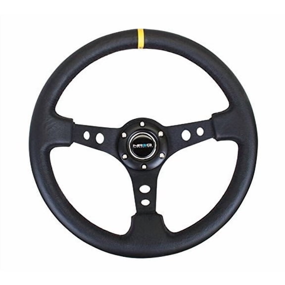 NRG REINFORCED STEERING WHEEL RST-006BK-Y + U.S. PERFORMANCE LAB STICKER