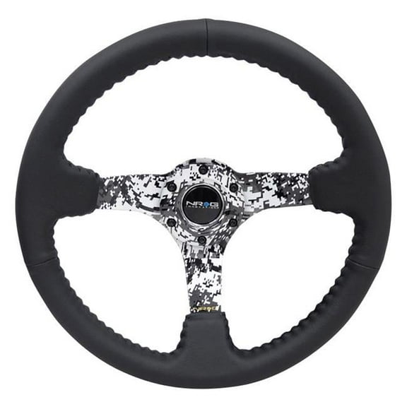 NRG RST-036DC-R Hydrodipped Digi-Camo Spokes Reinforced Steering Wheel, Black Leather - 350 mm