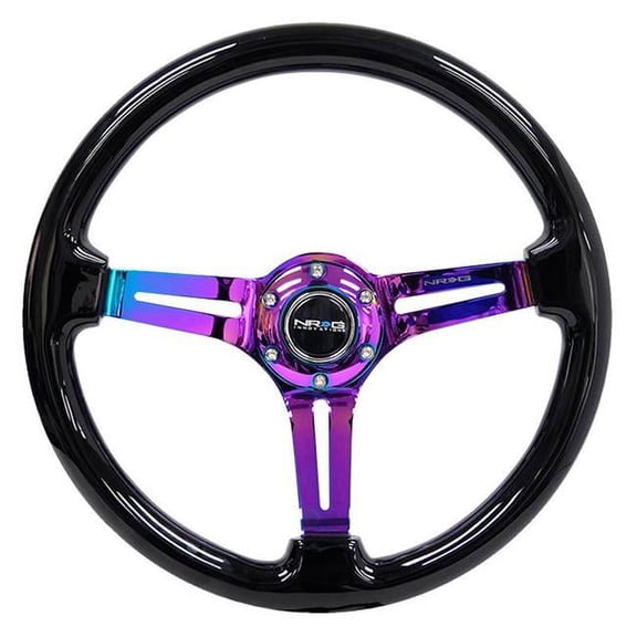 NRG  Spoke & Neochrome Center Mark Reinforced Steering Wheel, Black Wood with Black Matte - 350 mm