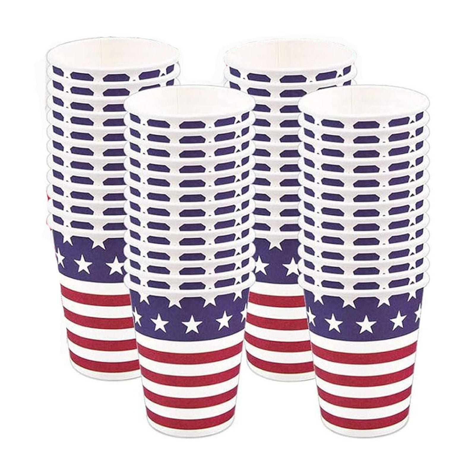 NRMVNMI Patriotic Disposable Paper Cups, 12 oz, American Flag Pattern ...
