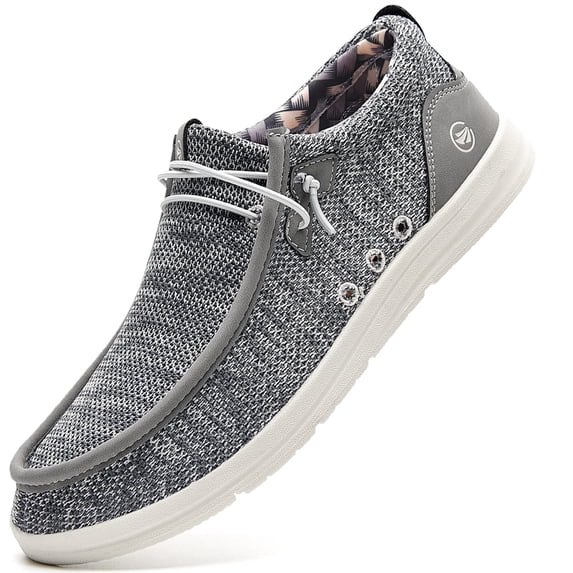 NRNHI Men's Loafers Slip-On Casual Shoes with Arch Support GreyWhite Size 9.5