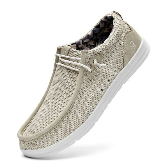 NRNHI Men's Slip On Loafers | Men's Shoes | Arch Support Insole | Comfortable Light-Weight Mens Casual Loafers Beige Size 12