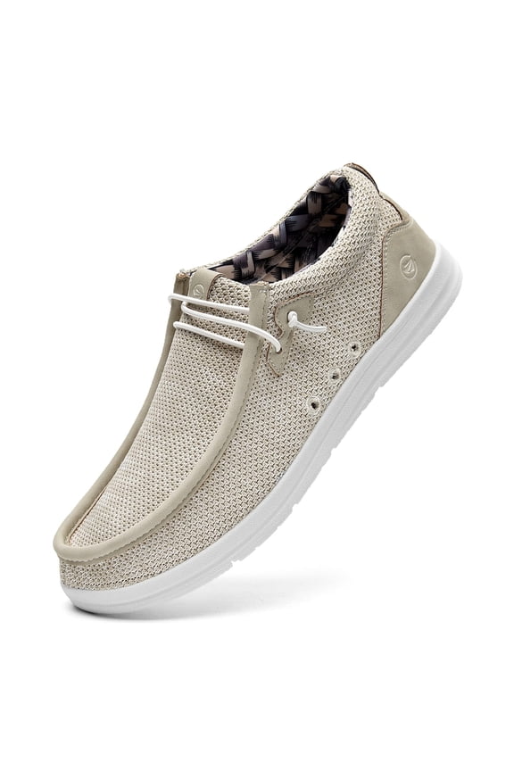 Men's Slip On Loafers | Men's Shoes | Arch Support Insole | Comfortable Light-Weight Mens Casual Loafers Beige Size 12