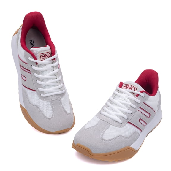 NRNHI Platform Sneakers for Women- Casual Wide Toe Box Fashion Tennis Shoes with Arch Support WhiteRed Size 9.5