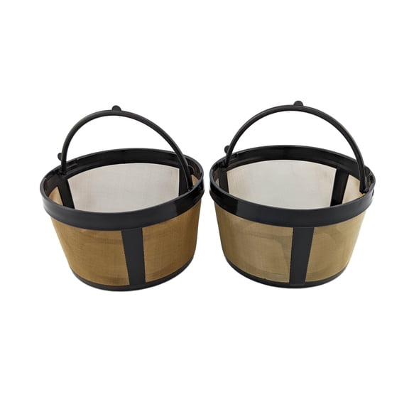 NRP 2-pack 5 cup Gold-tone Basket Permanent Coffee Filter Compatible for Mini Coffeemaker Mr coffee, Krups, B+D and More | Screen Bottom, size #2
