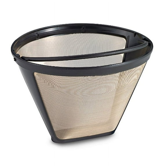 NRP Standard Gold-tone #4 Permanent Coffee Filter Replacement for Cuisinart Coffeemaker, Mr coffee, Krups & More Brands | Cone Shape Filter, Steel Mesh