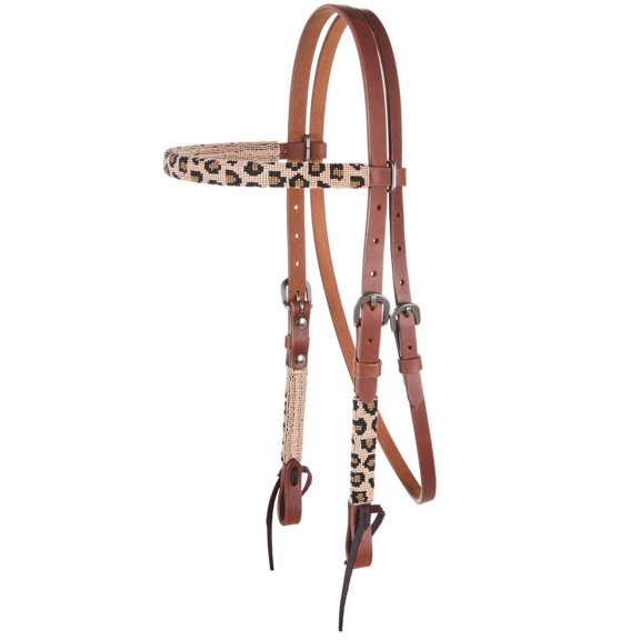 NRS Beaded Leopard Gag Cheek Browband Headstall