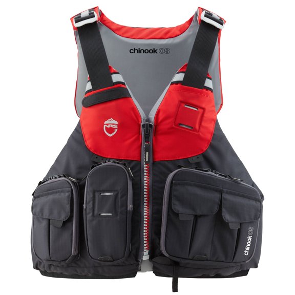 NRS Chinook OS Type III Fishing Life Vest PFD with Pockets, Large/X Large, Red