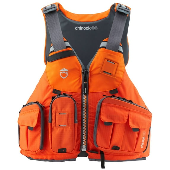 NRS Chinook OS Type III Fishing Life Vest PFD with Pockets, Large/XL, Orange