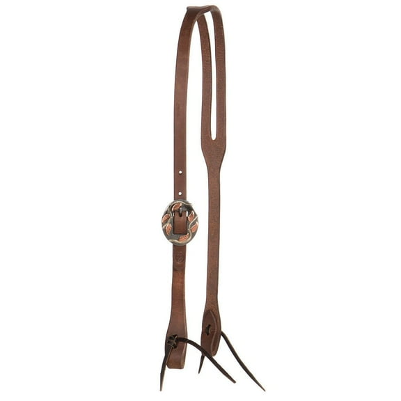 NRS Tack Oiled Slot Ear Headstall with Vine Buckle