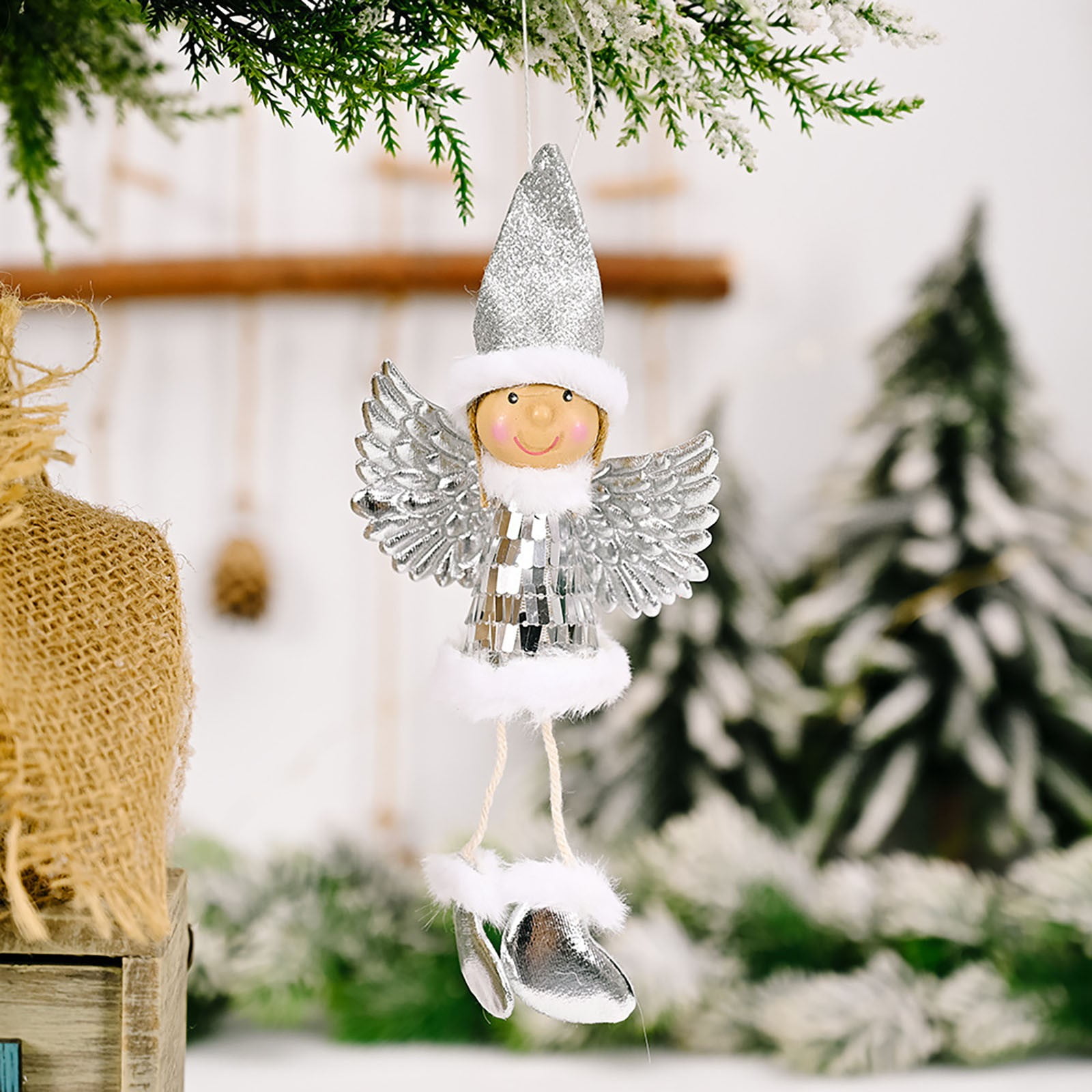 NRUDPQV Christmas Decorations Christmas Deocr Angel Pendant Sequin Long