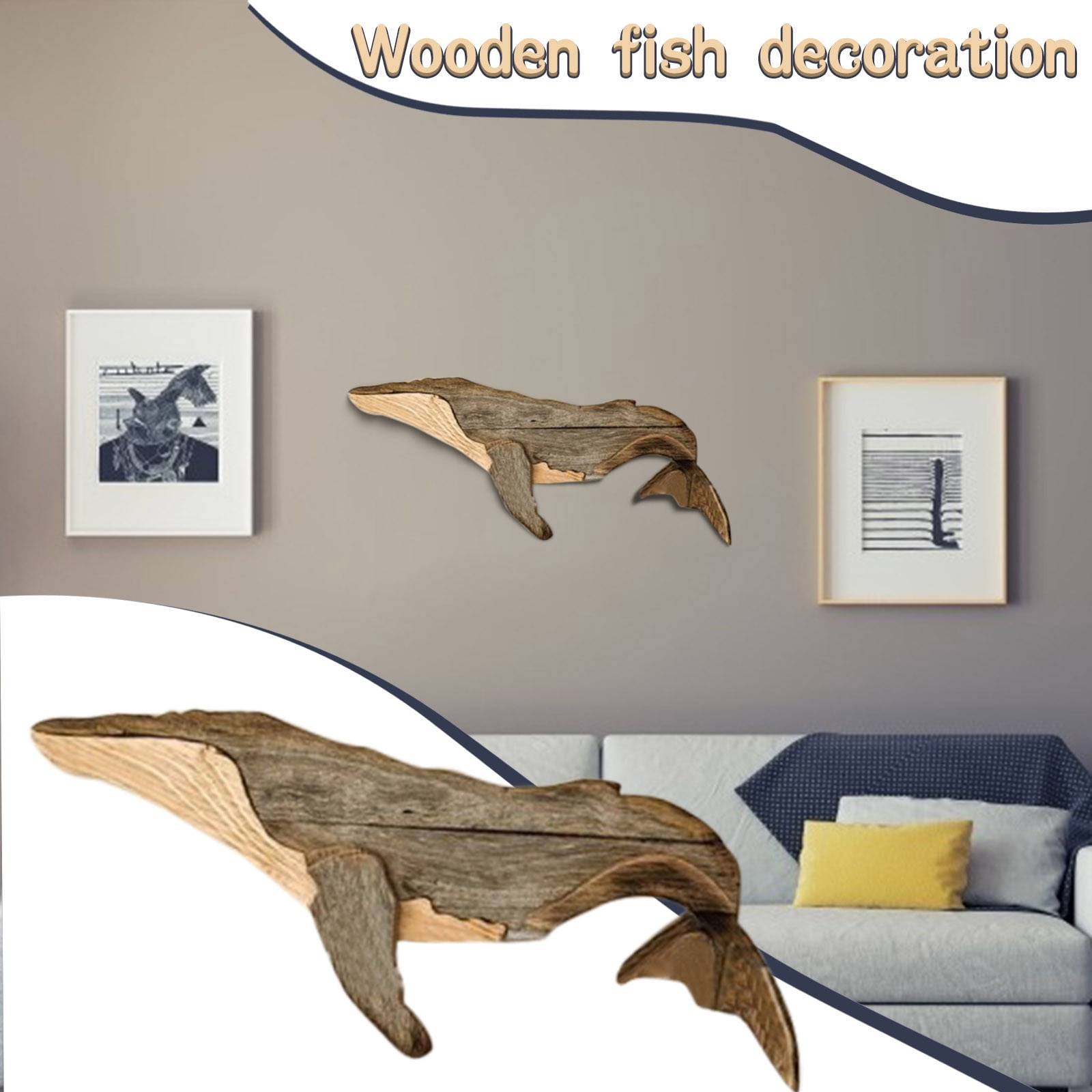 Wall Signs Hangings Art Decor Pendant Wooden Whales Holiday Pendant