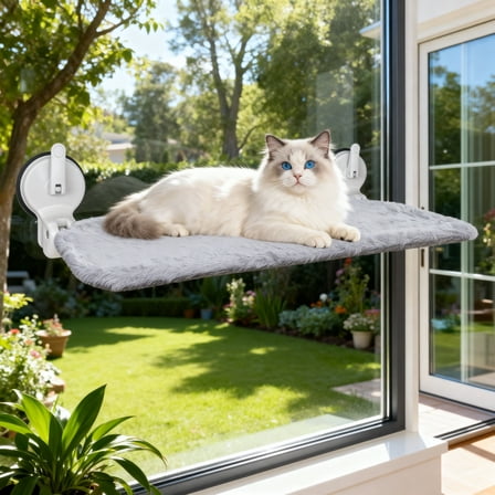 NRYDEPET Cat Window Perch with Lever Lock Suction Cups, Holds up to 50 lbs, Cat Window Hammock for Large Cats, Foldable & Space Saving Design(M 1PC)