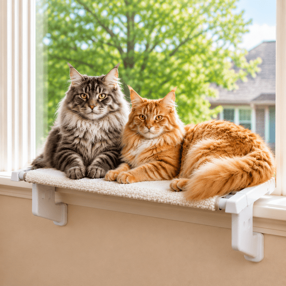 NRYDEPET Heavy-Duty Cat Window Sill Perch, Hold up to 120 lbs, Kitty Hammock Window Seat Easy to Assemble, Pet Bed for Large Cats (Gray XL)