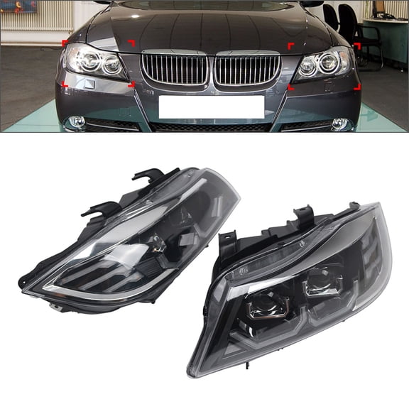 NS 1 Pair ABS + PC + LED Headlight Replacement Headlamp Assembly For BMW 3 Series E90 E91Pre-LCI 04-2007
