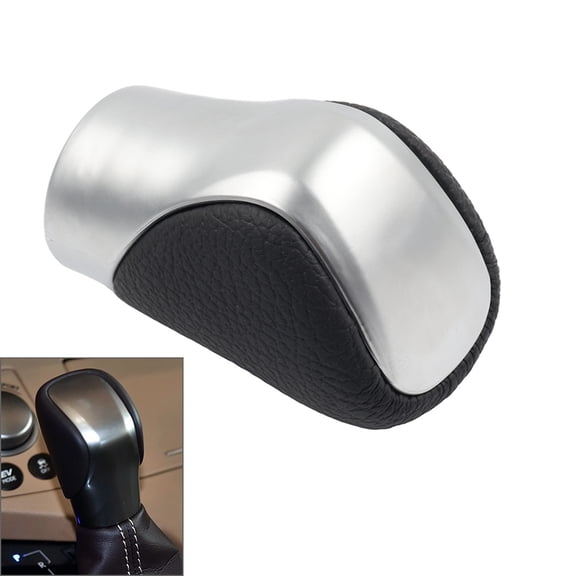 NS 1 Pc Automative Gear Shift Knob Body Parts Matte Silver Cap+Black Leather ABS+Synthetic Leather For Lexus ES ES300h ES350 2016-2018 Left & Right Hand
