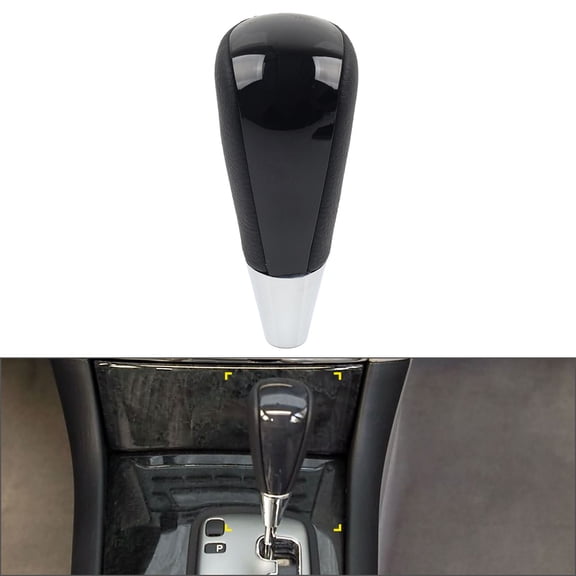 NS 1 Pc Automative Gear Shift Knob Glossy Black Cap+Black Leather ABS+Faux Leather For Toyota 4Runner 03-23 Left & Right Hand