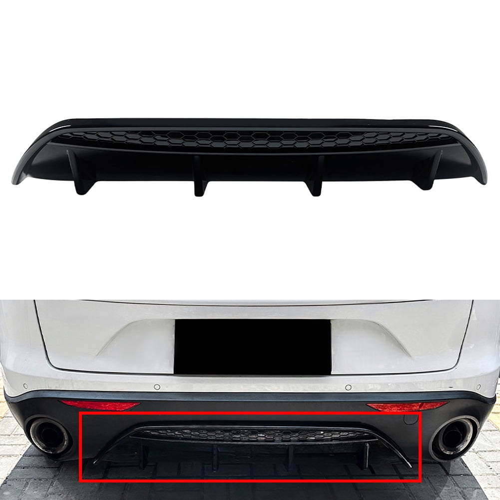 NS 1 Pc Rear Bumper Diffuser Lip Spoiler Splitter Kit ABS Glossy Black ...