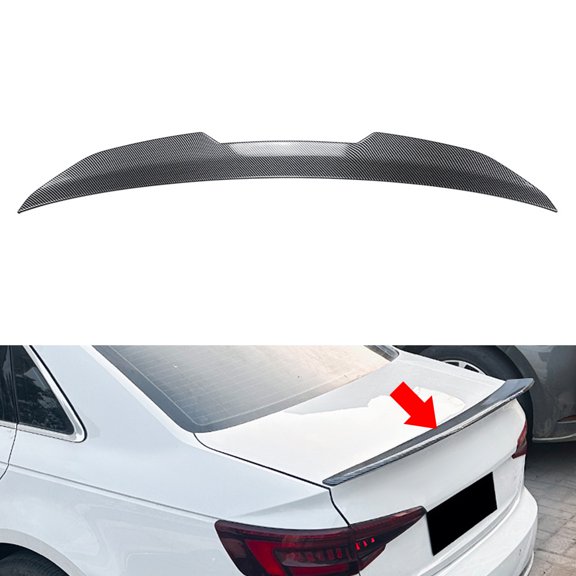 NS 1 Pc Rear Trunk Spoiler Wing Tail Wing Body Trim ABS Carbon Fiber Pattern 1093 For Audi A4 B9 2017-2024