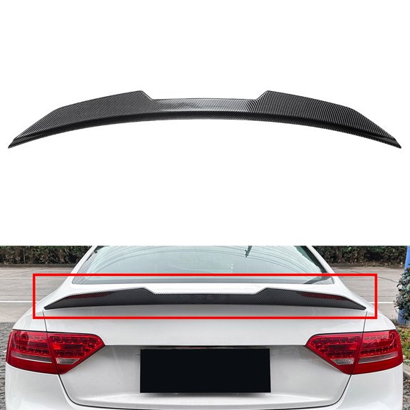 NS 1 Pc Rear Trunk Spoiler Wing Tail Wing Body Trim ABS Carbon Fiber Pattern 1094 For Audi A5 B8 B8.5 Coupe 2-Door 2008-2016